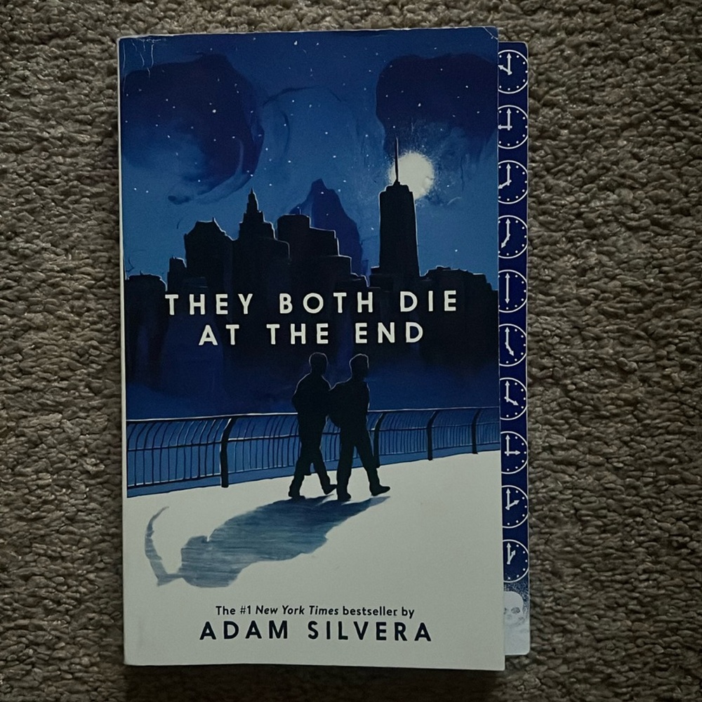 Adam Silvera’s They Both Die At The End book. Paper-back book, 375 Pages